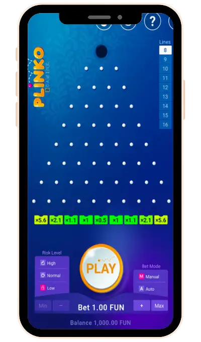 Open the official Plinko game from BGaming